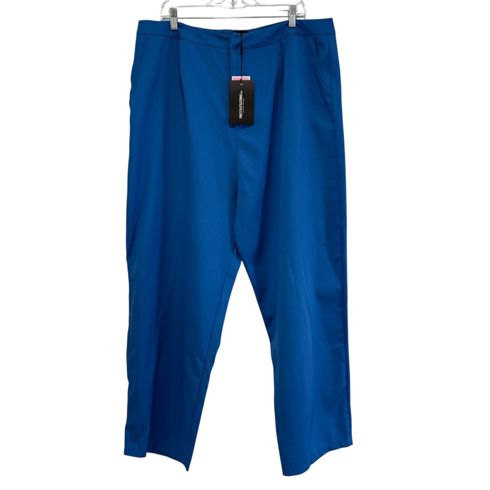 NWT Pretty Little Thing Pleated Ankle Career Pants Size 1X Royal Blue‎ Girl Boss